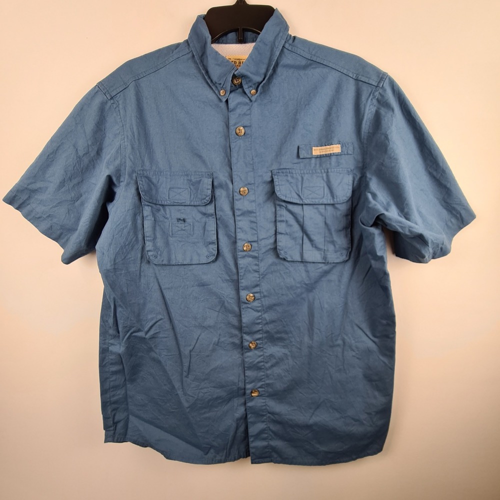 RedHead Mens Blue Short Sleeve Button Down Fishing Shirt Size M Ventilated